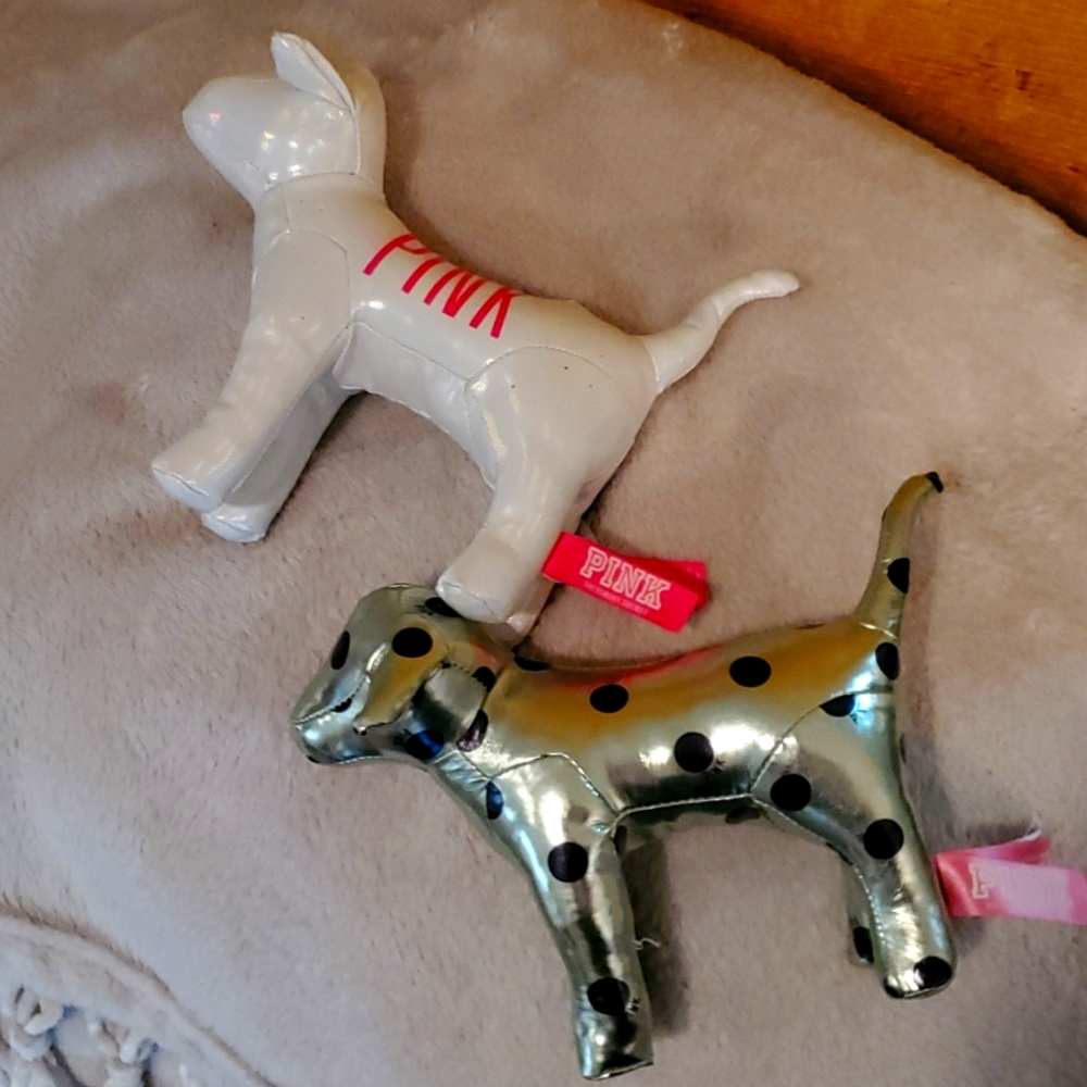 2 stuffed PINK dogs